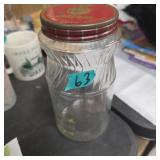 Vintage A & P coffee glass jar with lid