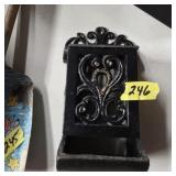 Vintage Cast Iron Hanging Match Stick Box
