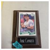 Jose Canseco 1990 fleer on wood plaque