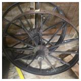 Vintage Cast Iron Wheel Set of 2 Buggy Tractor