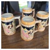 Vintage Japanese beer Stein mugs lot of 4