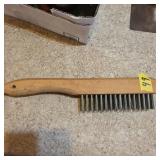Steel wire brush with wooden handle