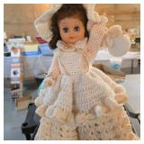 Vintage wedding doll, crochet dress