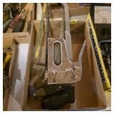 Box lot of tools saws, stapler