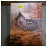 Vintage old cabin building print