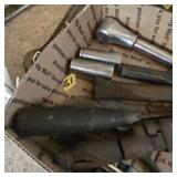 Box lot of tools monkey wrench, sockets and more