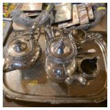 Vintage silver plated brass serving set