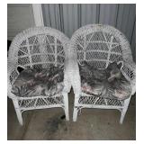 2 White Wicker Chairs
