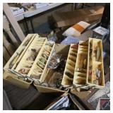 Vintage double tackle box with lures - nice