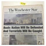 Winchester Star September 12th 2001 9/11 Newspaper