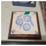 Decorative Ceramic Tile with Wooden Frame