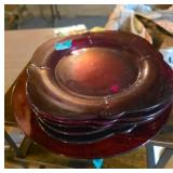 6 Ruby Red Glass Plates