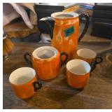 German Orange Porcelain Coffee/Tea Set