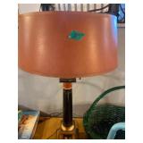 Table Lamp With Painted Base and Red Shade