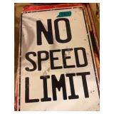No Speed Limit Sign in Distressed Finish