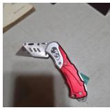 Folding Utility Knife with Red Handle