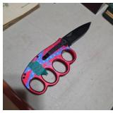Multicolor Handle Tactical Knuckle Knife