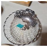 Glass Shell Dish with Floral Design