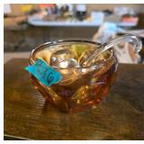 Amber Glass Bowl with Matching Ladle