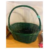 Green Woven Basket with Handle