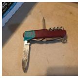 Multifunction Pocket Knife with Red Handle
