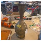 Brass Vase/Urn with Ornate Leaf Pattern Etched