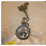 Silver-Tone Quartz Pocket Watch Wolf