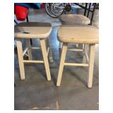 3 White Wooden Stools
