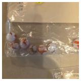 Vintage Marble Lot Red Swirls White Base