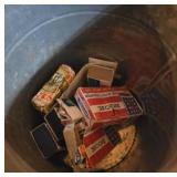 Metal Bin/bucket with Assorted Matchbook Boxes