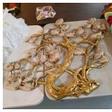 Vintage Gold and Cream Bonzai Wall Sculpture