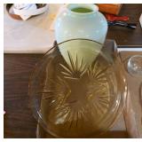 Vintage Glass Vase and Amber Plate