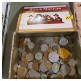 Foreign coins and Tokens in Box