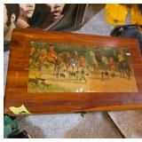 Wooden Keepsake Box with Hunting Scene Lid