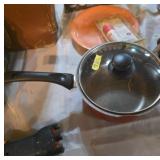 Red Nonstick Saucepan with Glass Lid