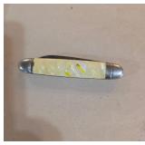 Two-Blade Pocket Knife with Yellow Handle