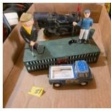 Vintage cast iron Lot with Train and coin bank