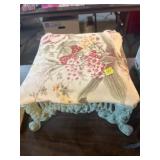 Small Floral Upholstered Footstool
