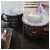 Lot of 2 religious soup mugs