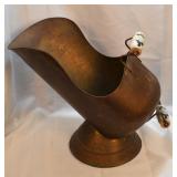 Vintage Copper Coal Bucket with Porcelain Handles