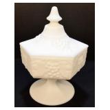 Westmoreland Milk Glass Lidded Doeskin Finish Bowl