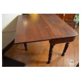 Antique Drop Leaf Burled Walnut Table