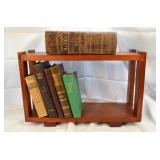 Wooden Bookshelf with 4 Bibles and more