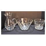 Etched Glass Pitcher, Ice Bucket, & Punchbowl