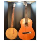 Vintage Banjo and Montya Guitar
