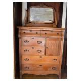 Unique Antique Ladies Walnut Dresser with Mirror