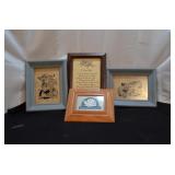 4 pieces wall décor - Embroidery, Glass Etching &