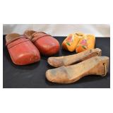 1 Wooden Shoe Form and 2 pair of wooden shoes