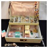 Jewelry Box with large assortment of costume jewel