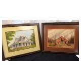 Pair of Cordry Watercolors in frames - Farmhouse &